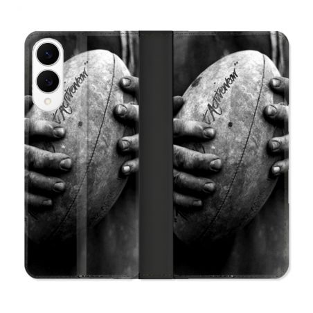 Housse Cuir Portefeuille Pour Samsung Galaxy S25 EDGE Sport Rugby Ballon Vintage