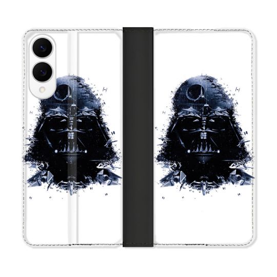 Housse Cuir Portefeuille Pour Samsung Galaxy S25 EDGE Star Wars - Dark Vador Blanc