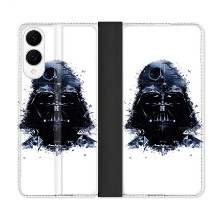 Housse Cuir Portefeuille Pour Samsung Galaxy S25 EDGE Star Wars - Dark Vador Blanc