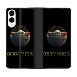 Housse Cuir Portefeuille Pour Samsung Galaxy S25 EDGE Star Wars - Yoda bebe noir