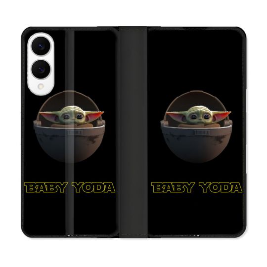 Housse Cuir Portefeuille Pour Samsung Galaxy S25 EDGE Star Wars - Yoda bebe noir