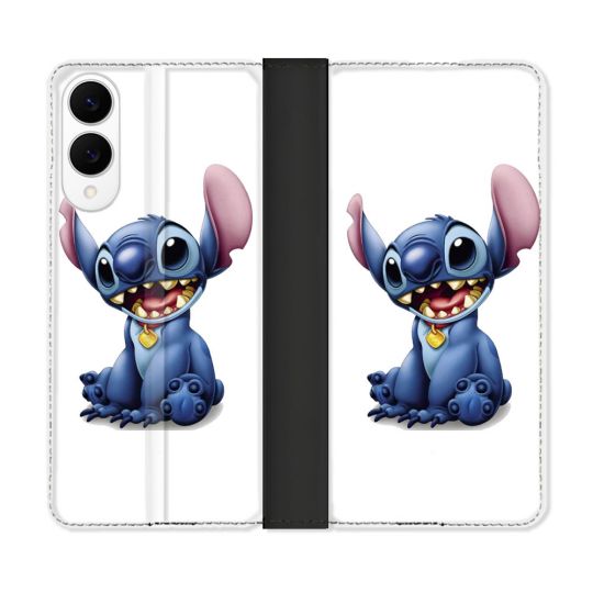 Housse Cuir Portefeuille Pour Samsung Galaxy S25 EDGE Stitch Blanc