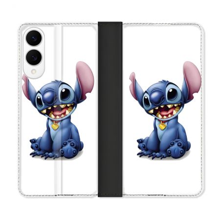 Housse Cuir Portefeuille Pour Samsung Galaxy S25 EDGE Stitch Blanc