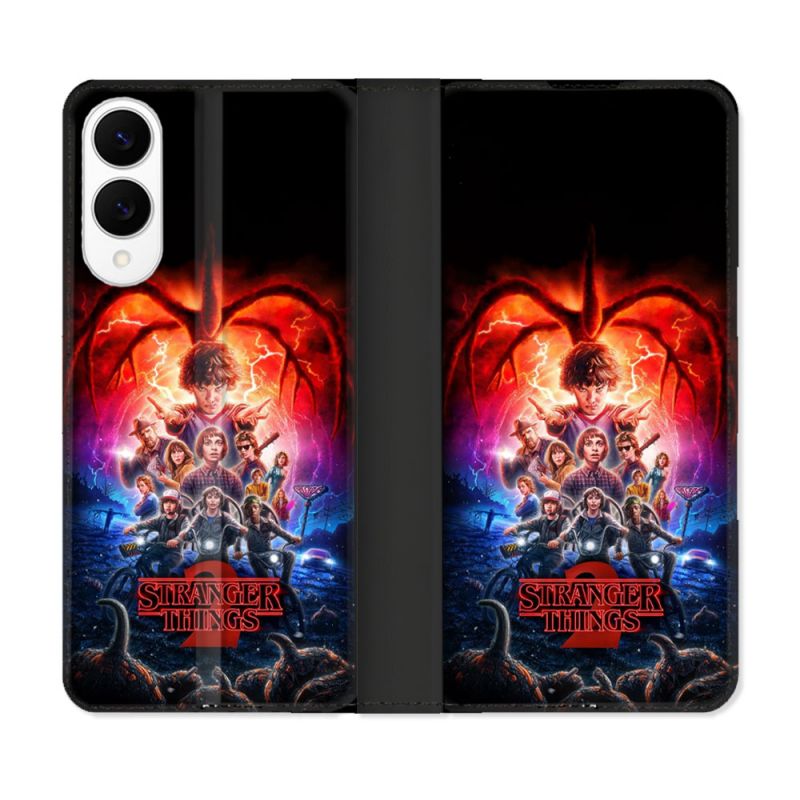 Housse Cuir Portefeuille Pour Samsung Galaxy S25 EDGE Stranger Things Affiche 2