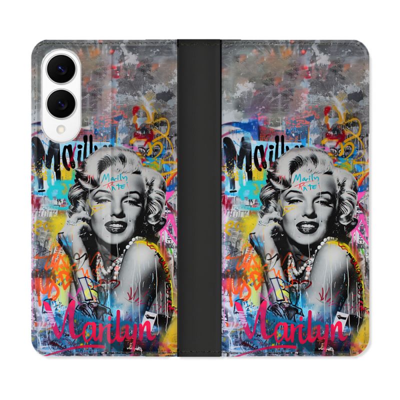 Housse Cuir Portefeuille Pour Samsung Galaxy S25 EDGE Street Art Maryline Monroe