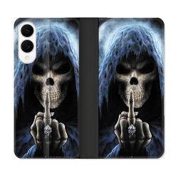 Housse Cuir Portefeuille Pour Samsung Galaxy S25 EDGE Tete de Mort Doigt