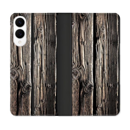 Housse Cuir Portefeuille Pour Samsung Galaxy S25 EDGE Texture Bois