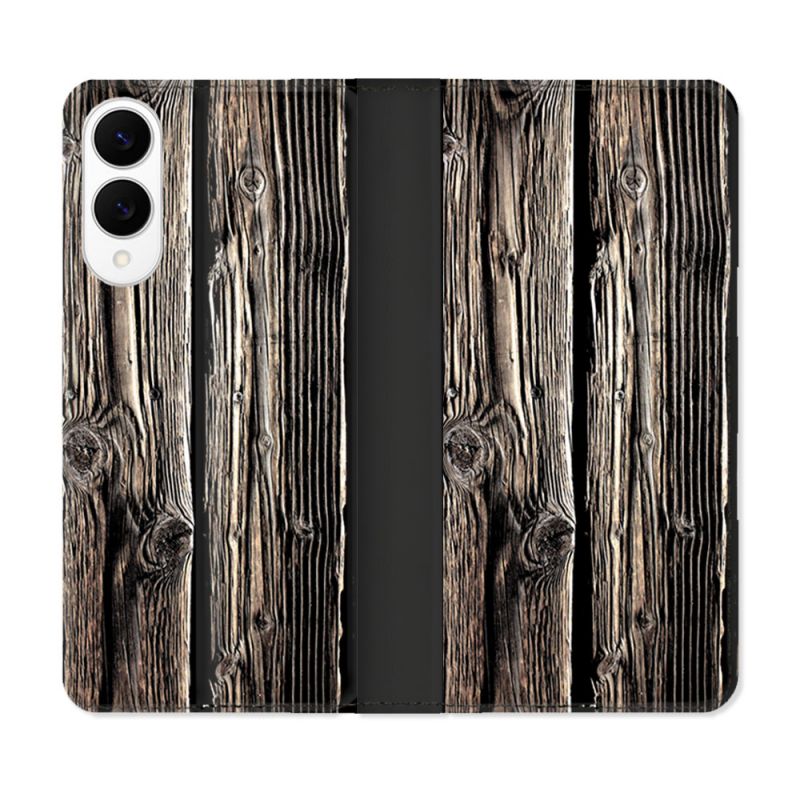 Housse Cuir Portefeuille Pour Samsung Galaxy S25 EDGE Texture Bois