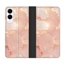 Housse Cuir Portefeuille Pour Samsung Galaxy S25 EDGE Texture Marbre Rose