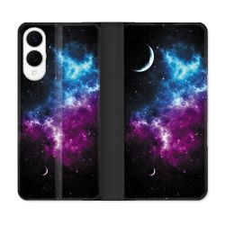 Housse Cuir Portefeuille Pour Samsung Galaxy S25 EDGE Univers Bleu Violet