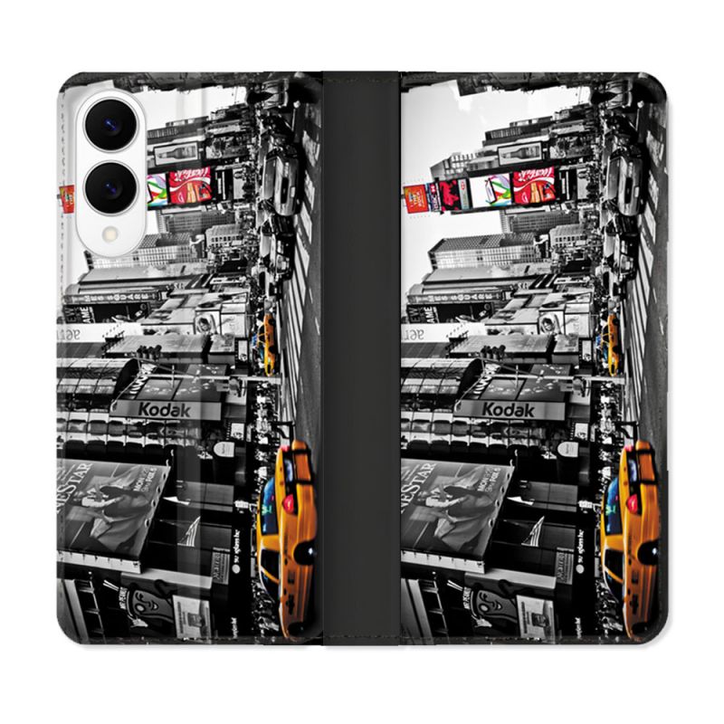 Housse Cuir Portefeuille Pour Samsung Galaxy S25 EDGE Voyage Amerique USA New York Taxi