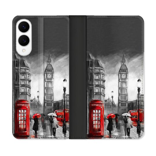 Housse Cuir Portefeuille Pour Samsung Galaxy S25 EDGE Voyage Angleterre Londres Vintage