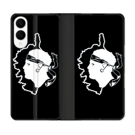 Housse Cuir Portefeuille Pour Samsung Galaxy S25 EDGE Voyage Corse Noir