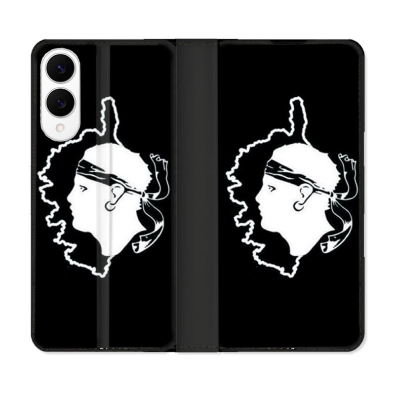 Housse Cuir Portefeuille Pour Samsung Galaxy S25 EDGE Voyage Corse Noir