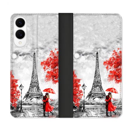 Housse Cuir Portefeuille Pour Samsung Galaxy S25 EDGE Voyage France Paris Rouge
