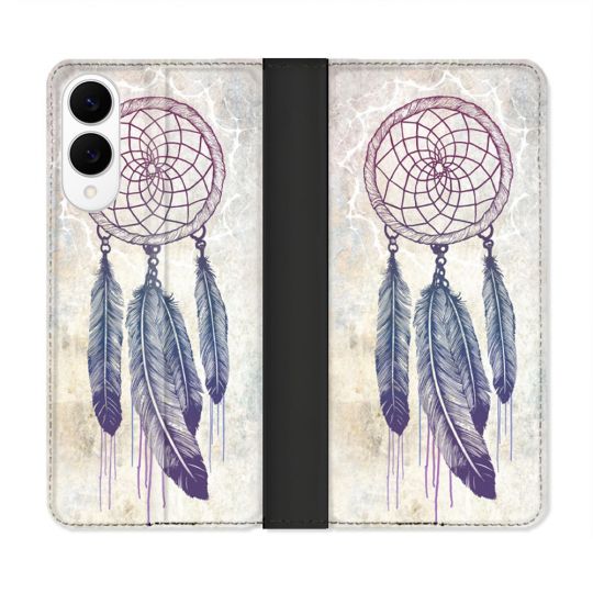 Housse Cuir Portefeuille Pour Samsung Galaxy S25 EDGE Zen Attrape Reve Blanc