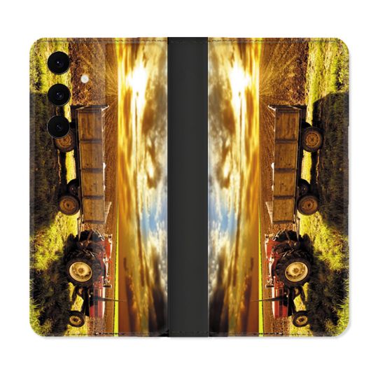 Housse Cuir Portefeuille Pour Samsung Galaxy S25 FE Agriculture Tracteur Color