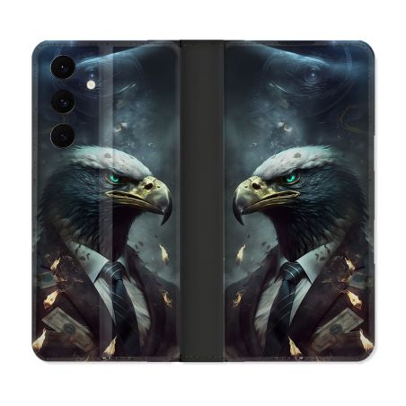 Housse Cuir Portefeuille Pour Samsung Galaxy S25 FE Animal Aigle Business