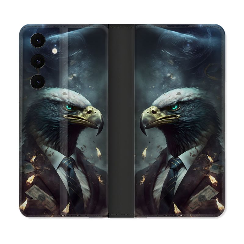 Housse Cuir Portefeuille Pour Samsung Galaxy S25 FE Animal Aigle Business