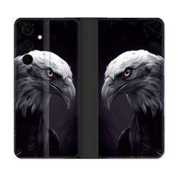 Housse Cuir Portefeuille Pour Samsung Galaxy S25 FE Animal Aigle Royal Noir