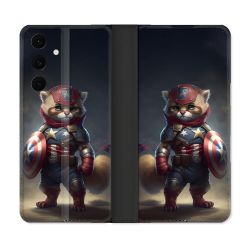 Housse Cuir Portefeuille Pour Samsung Galaxy S25 FE Animal Chat America