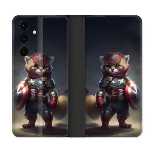 Housse Cuir Portefeuille Pour Samsung Galaxy S25 FE Animal Chat America