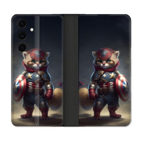 Housse Cuir Portefeuille Pour Samsung Galaxy S25 FE Animal Chat America