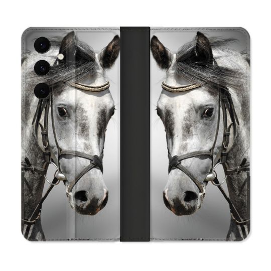 Housse Cuir Portefeuille Pour Samsung Galaxy S25 FE Animal Cheval Blanc