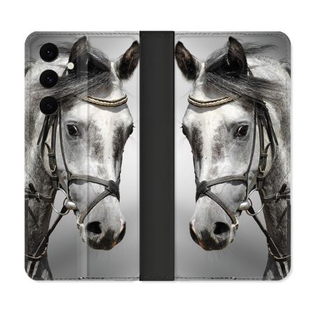 Housse Cuir Portefeuille Pour Samsung Galaxy S25 FE Animal Cheval Blanc