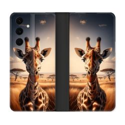 Housse Cuir Portefeuille Pour Samsung Galaxy S25 FE Animal Girafe Savane