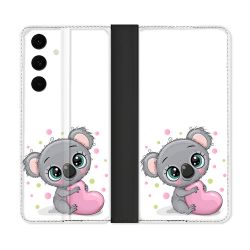 Housse Cuir Portefeuille Pour Samsung Galaxy S25 FE Animal Koala Cœur