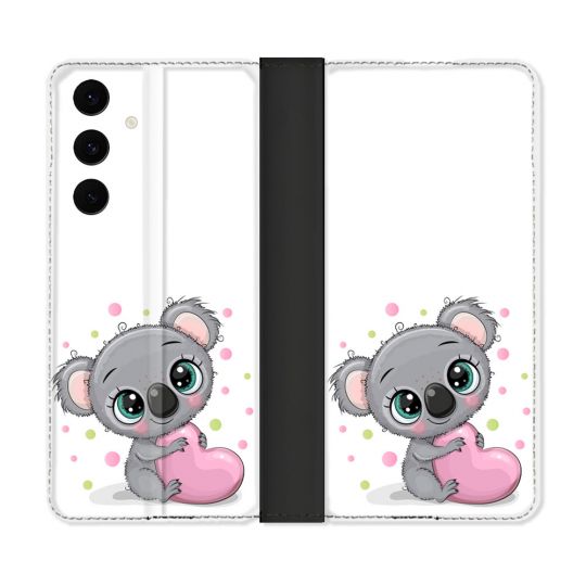 Housse Cuir Portefeuille Pour Samsung Galaxy S25 FE Animal Koala Cœur