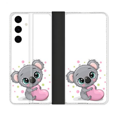 Housse Cuir Portefeuille Pour Samsung Galaxy S25 FE Animal Koala Cœur