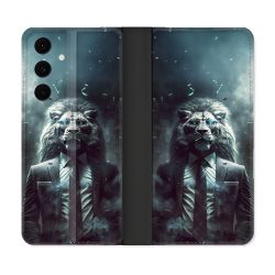 Housse Cuir Portefeuille Pour Samsung Galaxy S25 FE Animal Lion Business