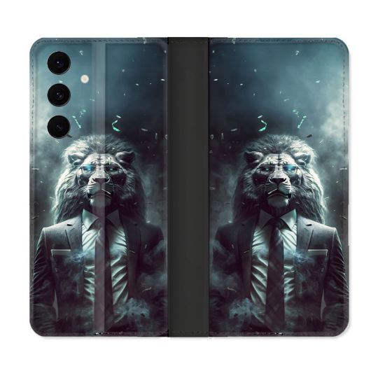 Housse Cuir Portefeuille Pour Samsung Galaxy S25 FE Animal Lion Business