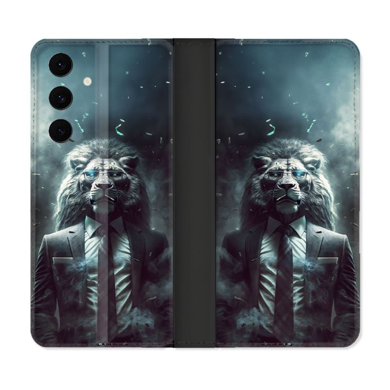 Housse Cuir Portefeuille Pour Samsung Galaxy S25 FE Animal Lion Business