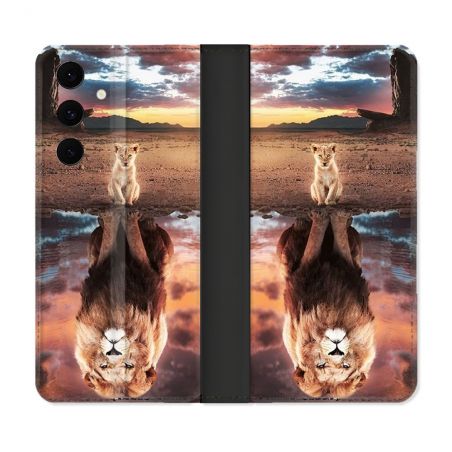 Housse Cuir Portefeuille Pour Samsung Galaxy S25 FE Animal Lion Reflet