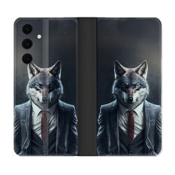 Housse Cuir Portefeuille Pour Samsung Galaxy S25 FE Animal Loup Business
