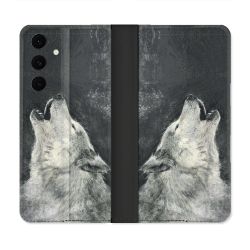 Housse Cuir Portefeuille Pour Samsung Galaxy S25 FE Animal Loup Hurlement