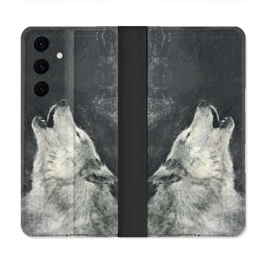 Housse Cuir Portefeuille Pour Samsung Galaxy S25 FE Animal Loup Hurlement