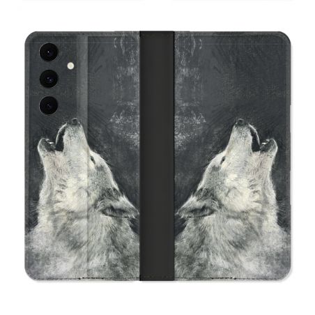Housse Cuir Portefeuille Pour Samsung Galaxy S25 FE Animal Loup Hurlement