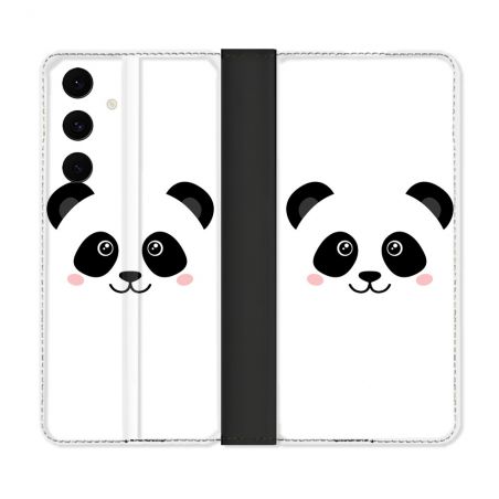 Housse Cuir Portefeuille Pour Samsung Galaxy S25 FE Animal Panda Blanc