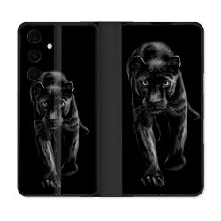 Housse Cuir Portefeuille Pour Samsung Galaxy S25 FE Animal Panthère Noire