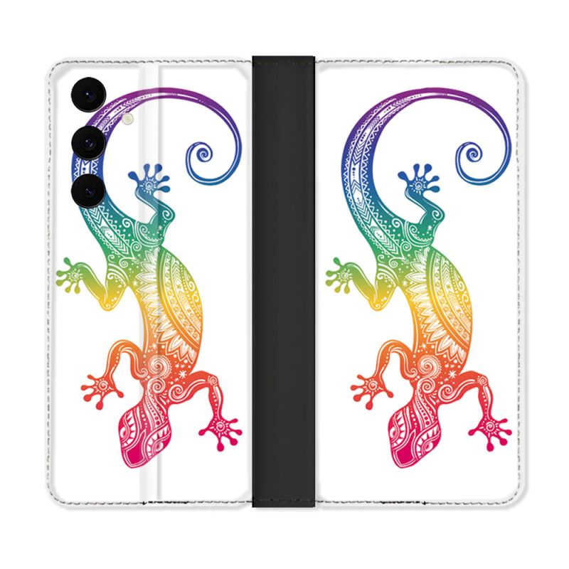 Housse Cuir Portefeuille Pour Samsung Galaxy S25 FE Animal Salamandre Color