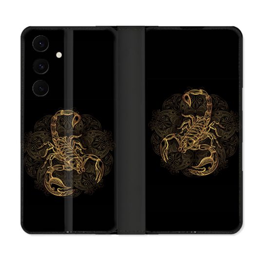 Housse Cuir Portefeuille Pour Samsung Galaxy S25 FE Animal Scorpion Fresque