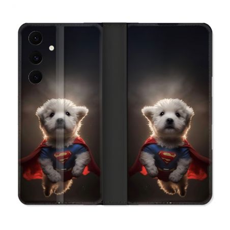 Housse Cuir Portefeuille Pour Samsung Galaxy S25 FE Animal Super Chien