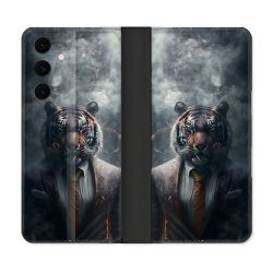 Housse Cuir Portefeuille Pour Samsung Galaxy S25 FE Animal Tigre Business
