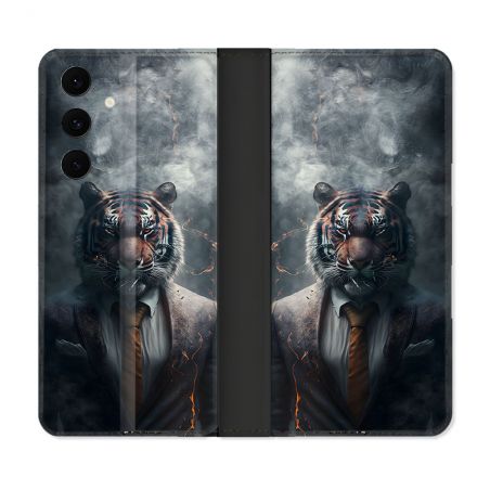 Housse Cuir Portefeuille Pour Samsung Galaxy S25 FE Animal Tigre Business