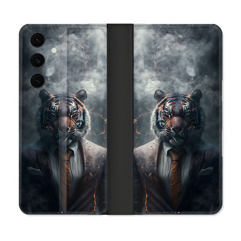 Housse Cuir Portefeuille Pour Samsung Galaxy S25 FE Animal Tigre Business
