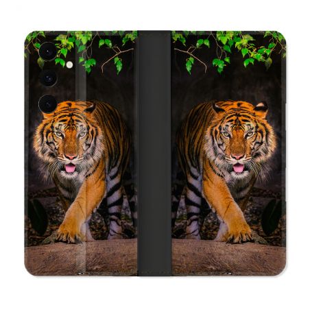 Housse Cuir Portefeuille Pour Samsung Galaxy S25 FE Animal Tigre Jungle